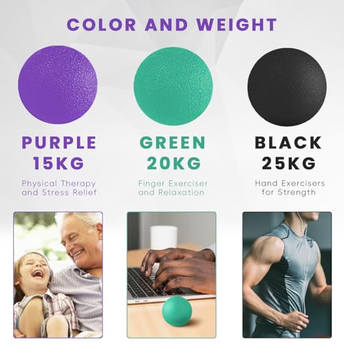 Ortarco 3 Pack Stress Balls for Adults, Hand Strengthening Devices Exercise Balls Physical Therapy Ball, Squeeze Balls for...