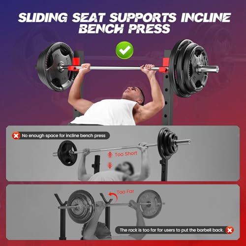 OPPSDECOR 900 LBS Weight Bench Set with Squat Rack, Adjustable Bench Press Set with Leg Extension and Leg Curl, Foldable F...