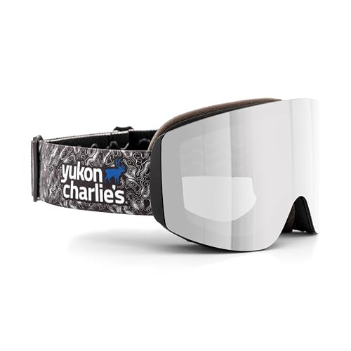 Yukon Charlie's Ropeline Adult Snow Goggles - Removable Magnetic Cylindrical Lens - Boosted Contrast, Reduced Glare, Anti-Fog