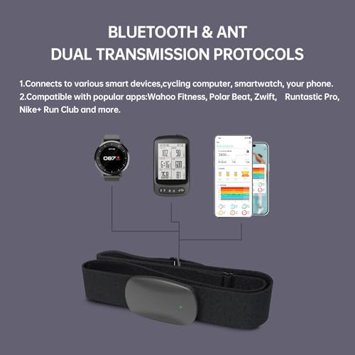 Heart Rate Monitor Chest Strap HRM CHILEAF Accurate HR Sensor ANT+ Bluetooth Waterproof Comfortable Washable Strap Long Ba...