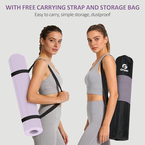 Yoga Mat Non Slip, 72"L x 24"W x 0.24"/0.32"TH, Anti-Tear Exercise Mat with Carrying Strap and Bag, Pro TPE Yoga Mats for ...