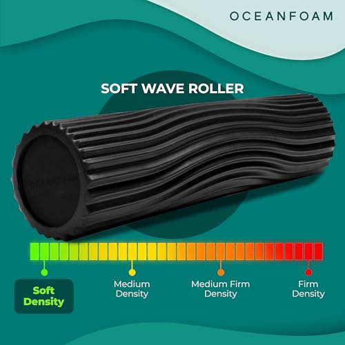 Oceanfoam Soft Tidal Roller (Black) - Low Density Foam Roller for Physical Therapy, Back Pain, Excercise & Stretching - Wa...