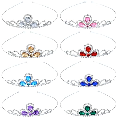 inSowni 8 Pieces Silver Metal Glitter Waterdrop Rhinestone Princess Crown Headbands Tiaras Wedding Birthday Party Prom Hea...