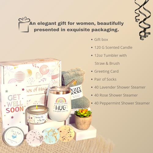 Get Well Gift Box for Women - Hugs & Healing Luxury Care Package for Her, Feel Better Soon Basket - Sympathy and After Sur...