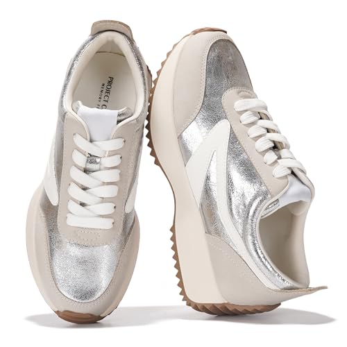 Project Cloud Womens Sneakers - Memory Foam Insole and Lightweight Spring Shoes - Non-Slip Lace Up Trendy Shoes - Fashion ...