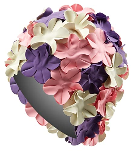 Sporti Flower Swim Cap - Swim Cap for Women- Stylish, Heavy-Duty Rubber, Hair Protection - Ideal for Water Enthusiasts