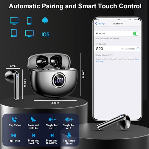 Wireless Earbuds, 2025 Bluetooth 5.3 Headphones HiFi Stereo Ear buds with ENC Noise Cancelling Mics, 40H Bluetooth Earbuds...