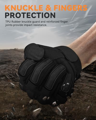 KUMGIM Tactical Gloves for Men, Motorcycle Military Combat Gloves Black Airsoft Gloves Touchscreen for Airsoft Outdoor Hun...