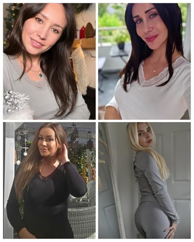 LEYSHE Lace V Neck Thermal Underwear Sets For Women Long Johns Fleece Base Layer Cold Weather Thermal Pajamas Set Top Bottom