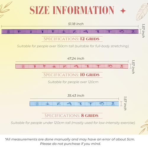 Teyva Daily 3 Pcs Stretch Strap with Loops Elastic Yoga Stretching Strap Multi Loop Stretch Bands for Exercise Therapy, Pi...