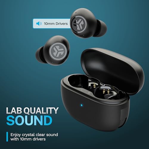 JLab Go Pop ANC True Wireless Earbuds & Charging Case, Black, Active Noise Cancelling, 10mm Drivers, Dual Connect, Customi...