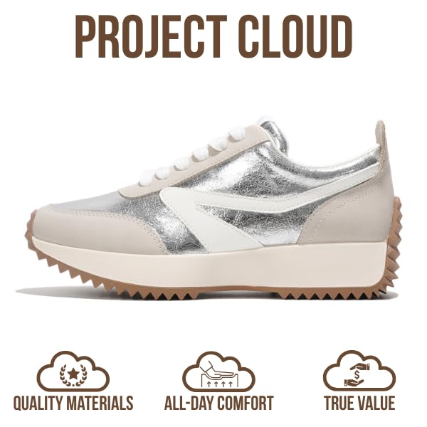 Project Cloud Womens Sneakers - Memory Foam Insole and Lightweight Spring Shoes - Non-Slip Lace Up Trendy Shoes - Fashion ...