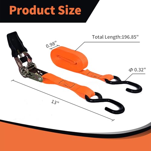 GreenGiggle 8 Pack Ratchet Strap 1 inch 15 Ft - 880 lbs Load Cap with 1760 lbs Breaking Limit, Heavy Duty Tie-Down Straps ...