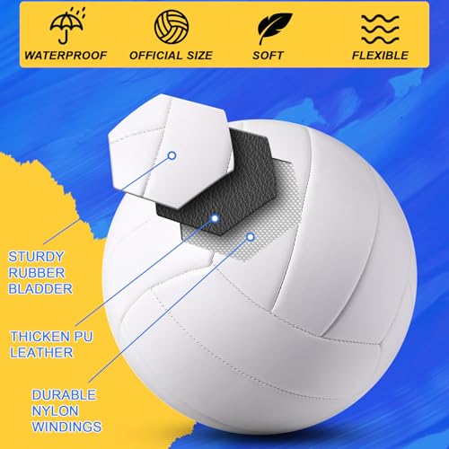 Jexine Autograph All White Volleyball Ball Blank Official Size 5 DIY Painting Plain Volleyball Ball with Needle Pump for A...