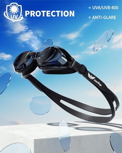 AzureWings Swim Goggles Women Men Adult Kit, Anti-Fog UV No Leak - Upgraded HD Racing Swimming Goggles for Men & Women