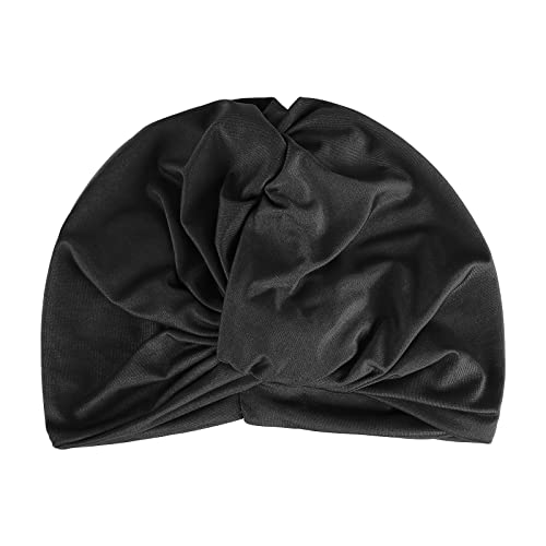 Women Swim Cap Elastic Swim Turban Cap Cover Ear Bath Pool Swimming Cap Pleated Shower Cap for Long Short Weave Curls Hair