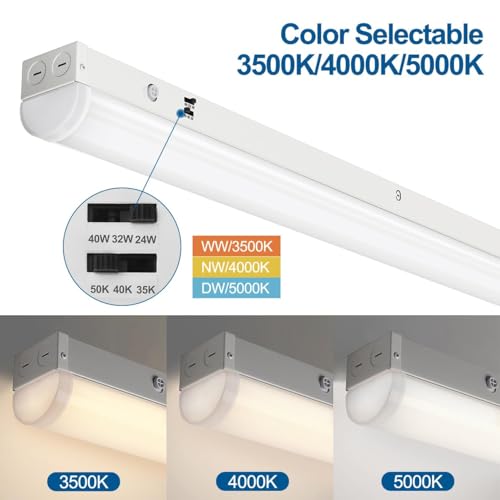 Dakason 4Ft Led Linear Light Fixture  4 Foot Led Shop Lights 40/32/24W 35/40/5000K Cct Selectable  4Feet Commercial Bay Lighting Fluorescent Tube Replacement For Office Garage 1 Pack