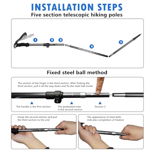Deepfeel Collapsible Trekking Pole Adjustable Hiking Pole - Aluminum Alloy 7075 Walking Stick with Telescopic & Foldable T...