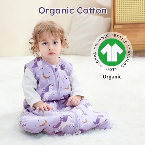 Yoofoss Baby Sleep Sack 6-12 Months, TOG 2.5 Baby Wearable Blanket with 2-Way Zipper, 100% Organic Cotton Fabric Winter Ne...