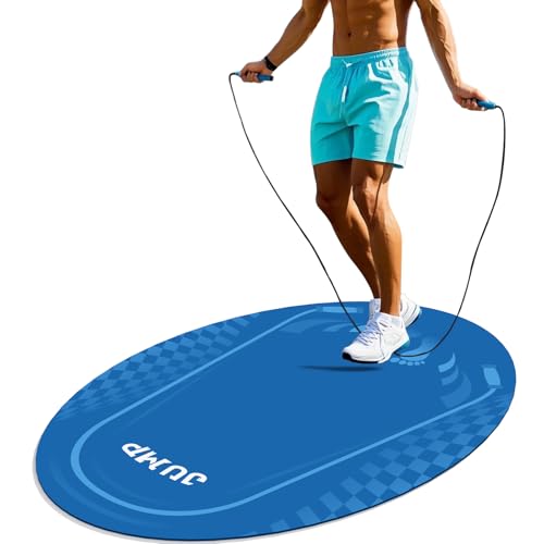 Jump Rope Mat Outdoor Indoor, Oval 52'' x 36'' Non-slip Fitness Exercise Mat, 5mm Shock Absorption Extra Thick Design, Sui...