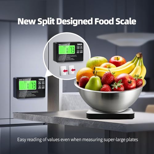 33lb Wireless Magnetic Digital Kitchen Scale with Remote LCD Display, Split-Designed for Easy Cleaning, 0.1oz/1g Precisio...