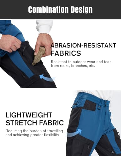 fit space Men's Reinforced Hiking Pants Tapered Zip Off Trekking Pants Convertible Vented