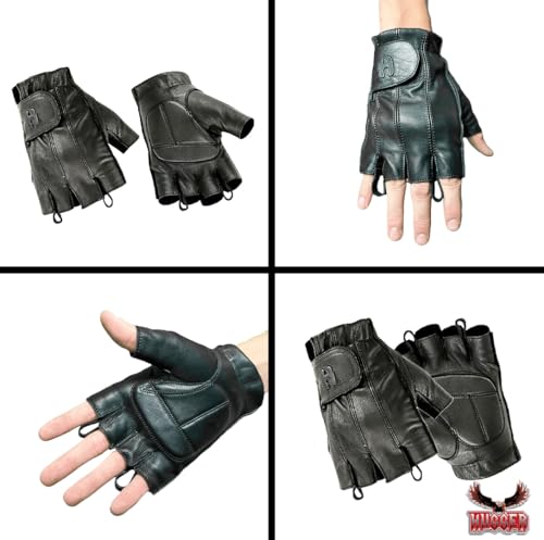 Hugger Men's Water Resistant Gel-Padded Palm Fingerless Motorcycle Gloves