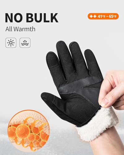 RIGWARL Warm Kids Winter Gloves for Boys Girls, Water-Resistant Touchscreen Gloves with Zipper Cuff, Gifts for Kids Christmas