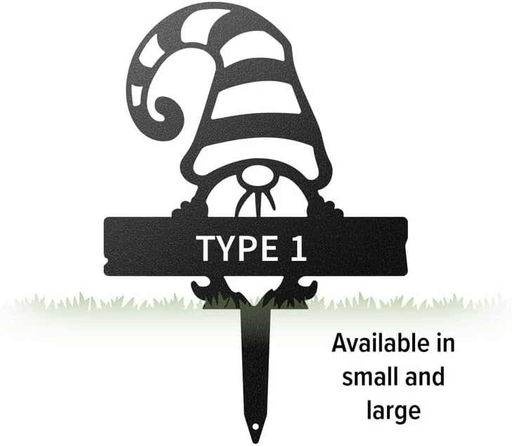 RealSteel Customizable Gnome Seed & Plant Markers – Durable Metal Garden Stakes for Herbs, Fruits & Vegetables – Weatherproof Tags for Farmhouse & Greenhouse Décor (Type 1, Large)