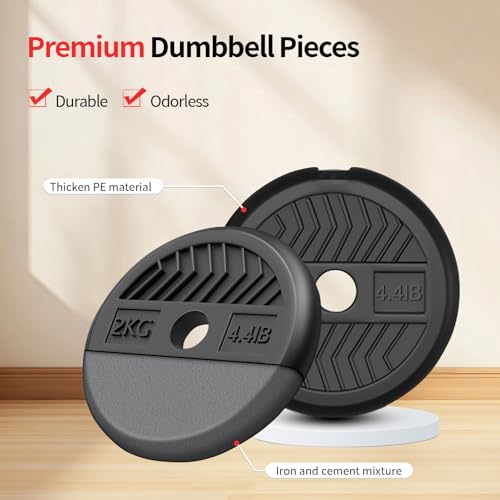 Adjustable Dumbbells,20/30/40/60/80lbs Free Weight Set with Connector, 4 in1 Dumbbells Set Used as Barbell/Kettlebells/Pus...