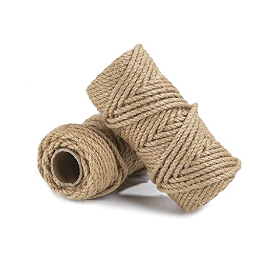100 Feet 5mm Jute Twine, Heavy Duty Jute Rope, Natural Hemp Rope for DIY Arts Crafts, Gardening, Bundling，Home Decorating,...