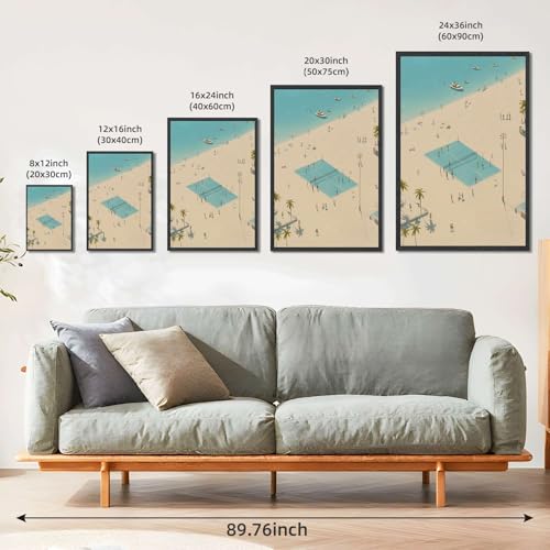 Framed Aerial Beach Tennis Poster Canvas Print Art Modern Wall Art PaintingTrendy PicturesHome Decor Wall Decoration for L...