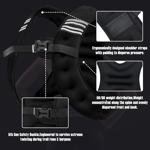 NATURELUX Weighted Vest Men or Women - 5/10/15/20/25/30lbs Weights with Reflective Stripe, Weighted Vest for Workout Equip...