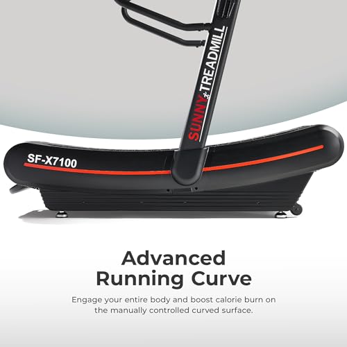 Sunny Health & Fitness Premium Manual Treadmill – Non-Motorized, Heavy-Duty, Commercial-Grade, Adjustable Handlebar, for E...