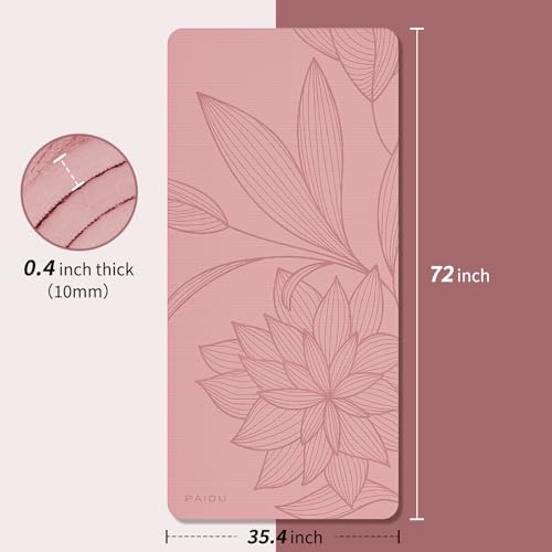 PAIDU Large Yoga Mat-72’x36’x0.4’ Extra Width ＆ Thick,Comfortable,Non-Slip Exercise Mat-Works Great on All Floor for Stret...