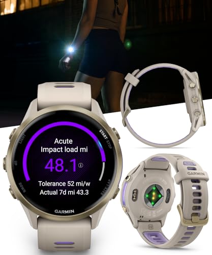 Wearable4U Garmin Forerunner 970 Soft Gold Titanium Smartwatch with French Gray Case and French Gray/Translucent Indigo Ba...