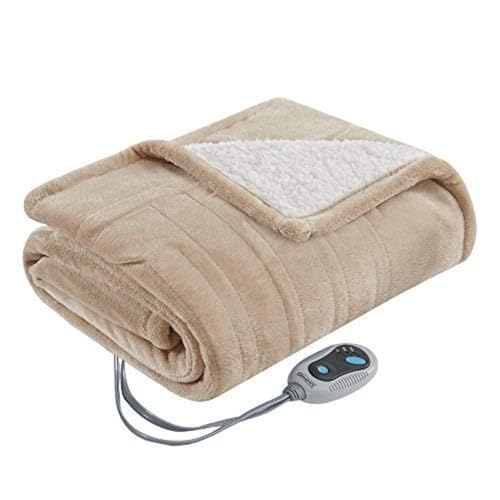 Beautyrest Wearable Electric Poncho Wrap Blanket, Ultra Soft Sherpa & Berber Fleece Heated Throw with Low EMF, UL Certifie...