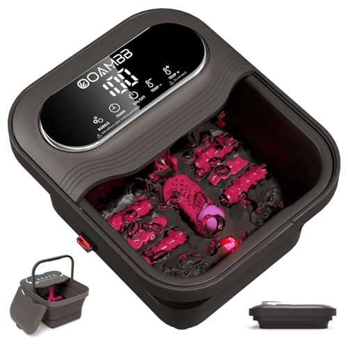 OOAMBB Collapsible Foot Spa with Heat, Bubble and Temp Control, Foot Bath Massager with XL Touch Screen and Massage Roller...