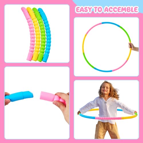 Silipull 8 Pcs Toy Hoop and Jump Rope Set for Kids Include 4 Skipping Rope and 4 Detachable Weight Size Hoop Gymnastic Fit...