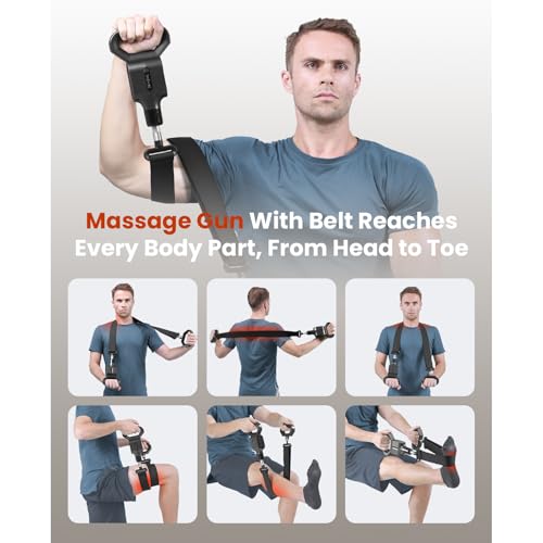 BOB AND BRAD Massage Gun with Massage Strap for Hard to Reach - Dual-Mode Percussion & Compression Massager for Muscle Rec...
