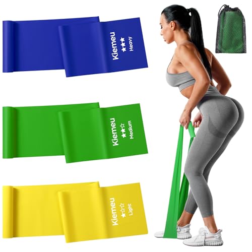 Kiemeu Flat Resistance Bands for Physical Therapy and Rehab, Pilates, Yoga, Latex Elastic Workout Bands Resistance for Wom...