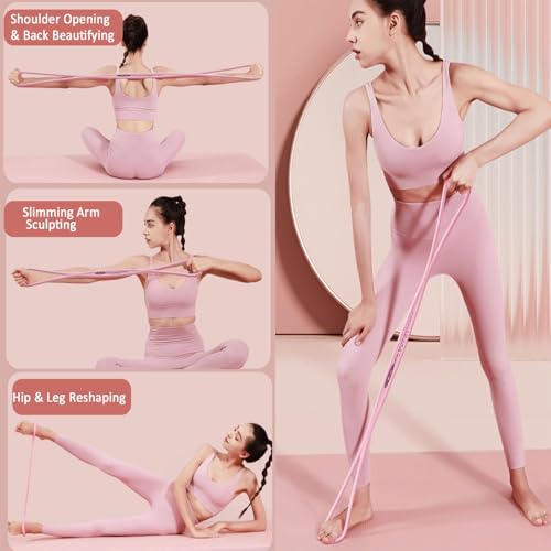 Figure 8 Resistance Bands for Women & Men – 15LB Silicone Pull Rope for Shoulder, Back & Arm Workout – Non-Slip Handles, H...