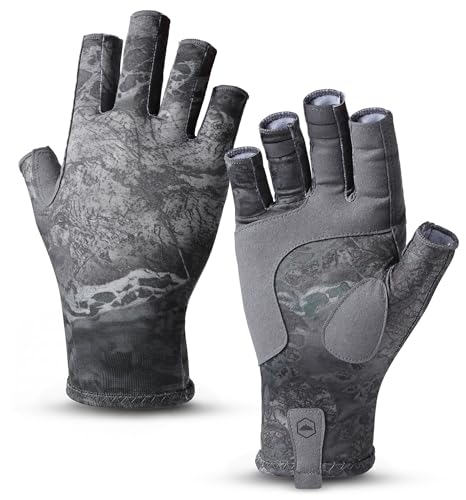 Tough Outdoors UV Fishing Gloves - Fingerless Grip for Kayak Gloves - UPF 50+ Sun Protection - Fishing Accessories