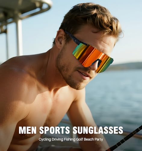 MALIDAK Sports Sunglasses for Mens Women Youth Baseball Sunglasses UV400 Protection Men Cycling Glasses