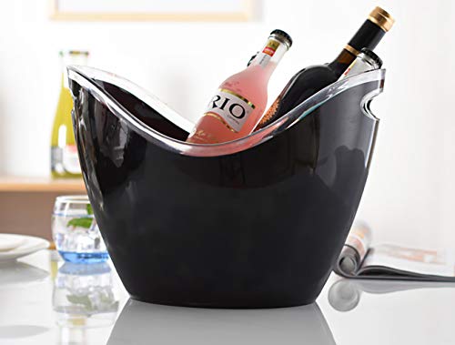 Yesland Ice Bucket, 3.5 L Black Plastic Party Bottle Chiller - 10.5 x 8 x 7-3/4 Inch Ice Beverage/Storage Tub - Perfect fo...