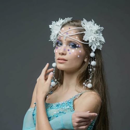 Snowflakes Glitter Sequins Makeup Face Stickers Winter Fairy Glitter Snowflakes Sequins Face Jewels Gems 6 Boxes 3D Laser ...