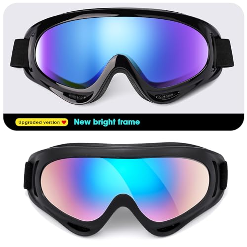 Braylin 2-Pack Snow Ski Goggles, Snowboard Goggles for Men, Women, Youth, Kids, Boys or Girls, Snowmobile Goggles