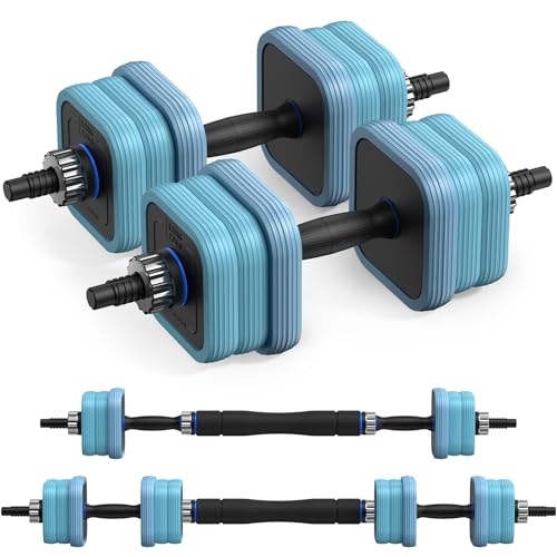 MERACH Adjustable Dumbbells, 22/35/44/66/88lbs Free Weight Set with Connector, 3 in1 Hand Weights Dumbbells Set Used as Du...
