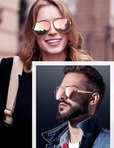 LUENX Aviator Sunglasses for Men Women Polarized New Shades Large Metal Frame - UV 400 Protection