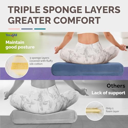 Yes4All Triple-Layer Sponge Yoga Bolster Pillow for Restorative Yoga & Meditation - Versatile Yoga Support Pillow, Balance...